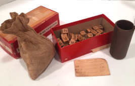 Antique Word Dice Game of Hearts HANDMADE Cubes w Handwritten Scorecard &amp; Cup - £16.06 GBP