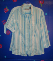 Liz Claiborne Striped Button Down Fitted Shirt Size Medium - $9.99