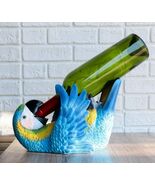 Rio Rainforest Jungle Blue Scarlet Macaw Parrot Wine Bottle Holder Figurine - $602.26 MXN