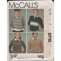 McCall&#39;s 8712 Gap Pullover Velour Top &amp; Rugby Shirt Mens Womens Size Large Uncut - £9.39 GBP