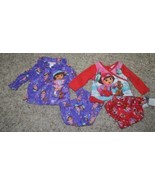 Girls Pajamas Dora Explorer 4 Pc Fleece Long Sleeve Shirt &amp; Pants- 12 mo... - £13.40 GBP