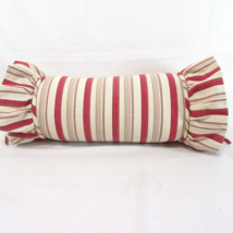 Waverly General Store Red Stripe Norfolk Vintage Rose Ruffled Bolster Pillow - £26.88 GBP