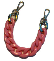 Acrylic chunky chain link wristlet strap,  pink with gold - $19.59