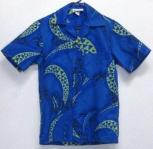 Malihini Men&#39;s Size (Small) Vintage Hawaiian Short Sleeve Tapa Print Aloha Shirt - £43.13 GBP