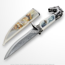 13.5&quot; Fantasy White Stallion Horse Dagger Bowie Gift Knife with Sheath Souvenir - £10.88 GBP