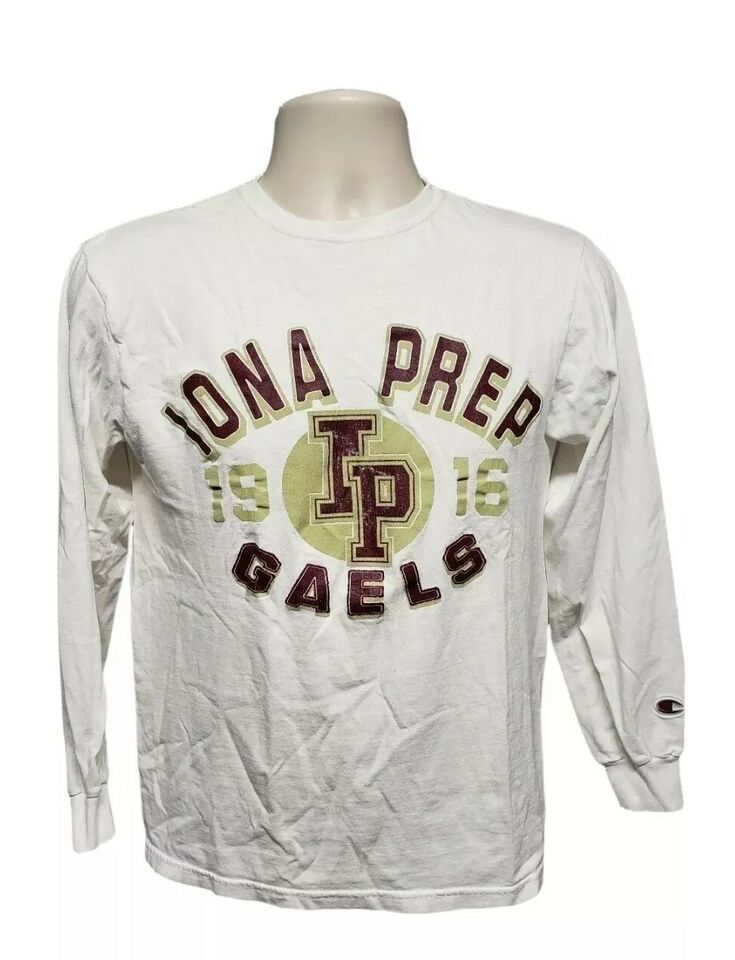 Iona College Prep Gaels 1916 Adult Small White Long Sleeve TShirt - $17.82