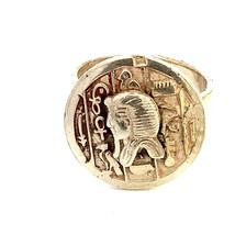 Vintage Signed Sterling Silver Egyptian Hieroglyphs Pharaoh Adjustable Ring sz 7 - £54.36 GBP