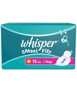 Whisper Maxi Fit Sanitary Pads Large Wings (15 Count) Free Shipping - $17.20 CAD
