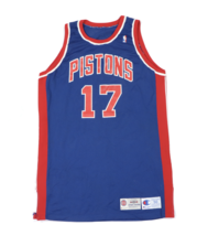 Vtg Champion NBA Detroit Pistons Basketball Jersey Gamer 94/95 Blue 50 Curley - £236.03 GBP