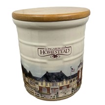 Longaberger Pottery 2 Quart Qt “Homestead” Limited Crock w Woodcrafts Lid USA - $35.53