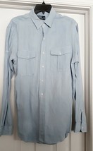 Polo Ralph Lauren Shirt Linen Silk Blend L/S Flap Pockets Blue Men's M - £47.16 GBP