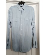 Polo Ralph Lauren Shirt Linen Silk Blend L/S Flap Pockets Blue Men&#39;s M - £46.39 GBP