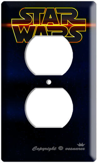STAR WARS DARK BLUE DEEP SPACE OUTLET WALL PLATE LORD VADER MAN CAVE TV ROOM ART - £9.58 GBP