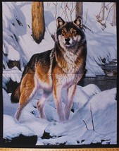 35&quot; X 44&quot; Panel Alfa Wolf Wolves Winter Snow Cotton Fabric Panel D479.58 - £11.61 GBP