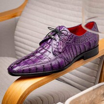 Cancun Genuine Caiman Crocodile Dress Derby's Shoes Purple image 11
