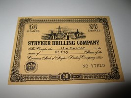1964 Stocks & Bonds 3M Bookshelf Board Game Piece: Stryker Drilling 50 Shares  - $1.00