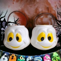 2 vtg General Foam Plastics Blow Mold Ghost Halloween Candy Pail Bucket B - £13.20 GBP