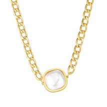 Cold Simple Cuban Link Chain Pendant Jewelry Graceful Personality Pearl Necklace - £15.80 GBP