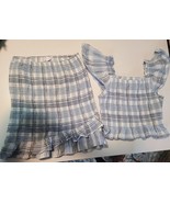 Kendall &amp; Kylee Size M Med Blue White plaid Two 2 Piece Skirt Ruffle Cap... - $13.03 CAD