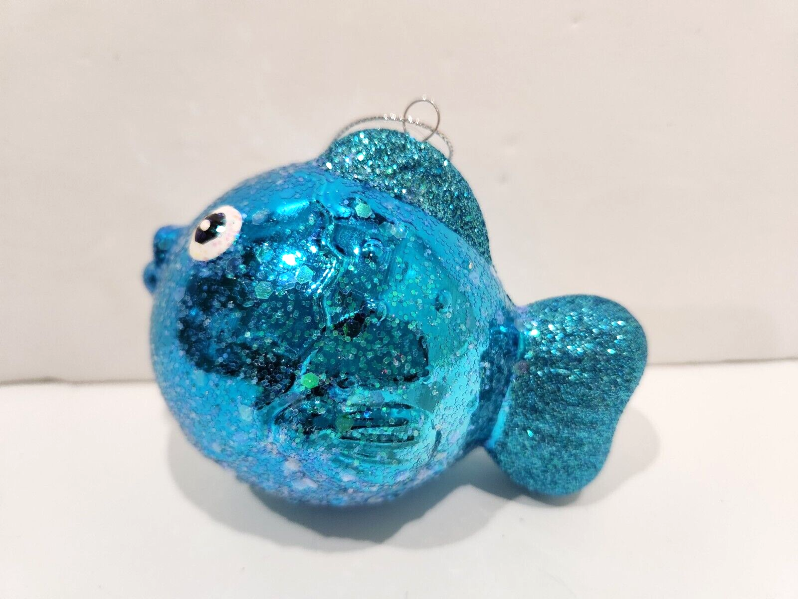Christmas Coastal Beach Blue Puffer Fish Plastic Tree Ornament Decor 4&quot; - $13.85