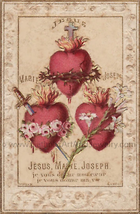 Hearts of the Holy Family – 8.5x11&quot; Including the Chaste Heart of St. Joseph – b - £9.34 GBP+