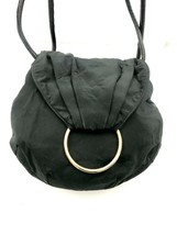 VTG Braccialini Black Italian Leather Nylon Strap Shoulder Handbag Purse  - £21.49 GBP