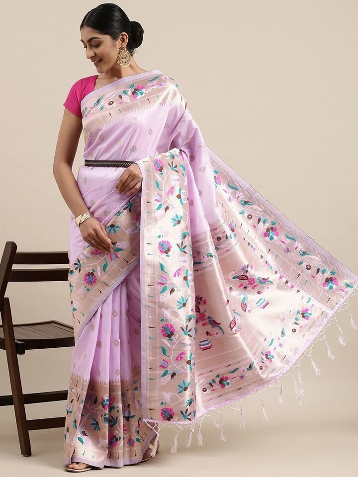 Women's Paithani Silk Saree With Blouse Piece