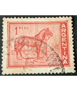 1959 Argentina Horse (Equus ferus caballus) 1 Peso Postmark Stamp - $10.00