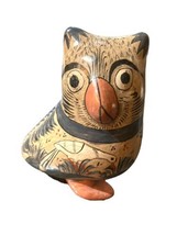 Mexican Folk Tonala Art Pottery Painted Bird Signed Jimon 5 in Blue Grey Orange - £55.81 GBP