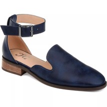 Journee Collection Women Two Piece Ankle Strap Flats Loreta Size US 8.5W Navy - £22.58 GBP
