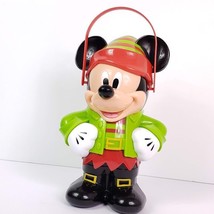 Disney Parks Mickey Mouse Popcorn Bucket Elf Souvenir Christmas Red Green - £11.10 GBP