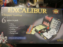 Excalibur Parlor games Ultimate Travel Pack Chess Domimoes Cribbage Back... - $18.69
