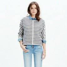 Madewell Women&#39;s Top Gray Striped Back-zip Pullover Size Med - £20.09 GBP