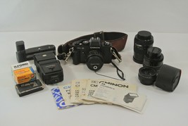 Chinon CM-5 Vintage Film Camera + Lenses Power Winder Hanimex Filters &amp; More! - $108.84