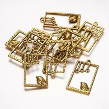 10 Bird Charms Antiqued Gold Chandelier Findings Animal Pendants Rectangle Drop - £3.92 GBP