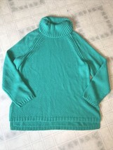 Talbots Women&#39;s Green Chunky Lambswool Seed Stitch Long Sleeve Sweater Size XL  - £29.32 GBP