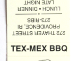Montana Tex-Mex BBQ - Providence, Rhode Island Restaurant Matchbook Cove... - $1.75