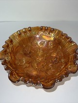 Antique/Vintage IMPERIAL GLASS 3 Foot Ruffled Open Rose Carnival Glass B... - $25.71