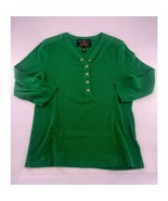 Ralph Lauren Shirt Womens Large Green Henley Pullover Long Sleeve Cotton... - $11.46