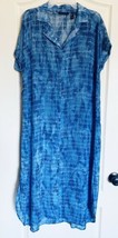 H by Halston Blue and White Sheer Button Down Dress/ Cover Up Size M - £20.11 GBP