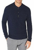 Tasso Elba Mens Cashmere Henley Sweater Navy - $1,244.21 MXN