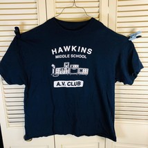 Hawkins Middle School XXXL T Shirt No Tag #6 Navy Blue - £4.71 GBP