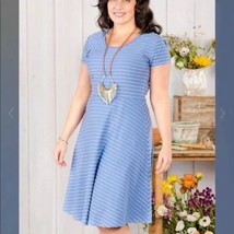 Matilda Jane Exploration Stripe Periwinkle Dress Size Medium - £30.24 GBP