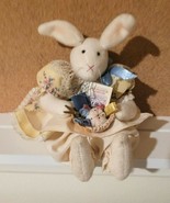1992 OOAK Homemade SEWING Doll BUNNY with Wood Block Base - $17.58 CAD