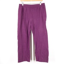 Hanes Womens Sweatpants L Petite Purple Stretch Elastic Waist Long Cotton Blend - £13.84 GBP
