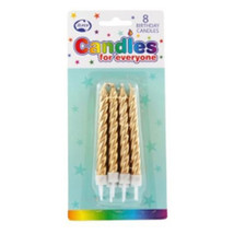 Alpen Spiral Jumbo Birthday Candles 8pcs - Gold - £22.76 GBP