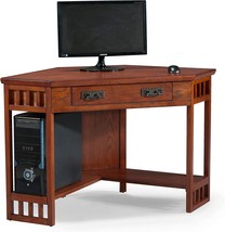 Leick Home Since 1910 Corner Computer And Writing Desk, Mission Oak Finish - £285.53 GBP