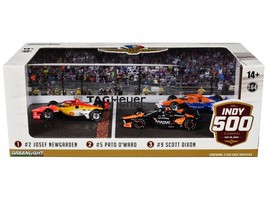 &quot;108th Indianapolis 500&quot; (2024) Podium Set of 3 IndyCars 1/64 Diecast Mo... - $72.74