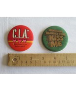 Vintage HALLMARK Badges 2 Pins Buttons C I A Valentines &amp; Kiss Me Blarne... - $9.50