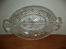 VTG Stars &amp; Bars Divided Relish Dish Handle Serving Tray Clear Anchor Hocking - £16.07 GBP